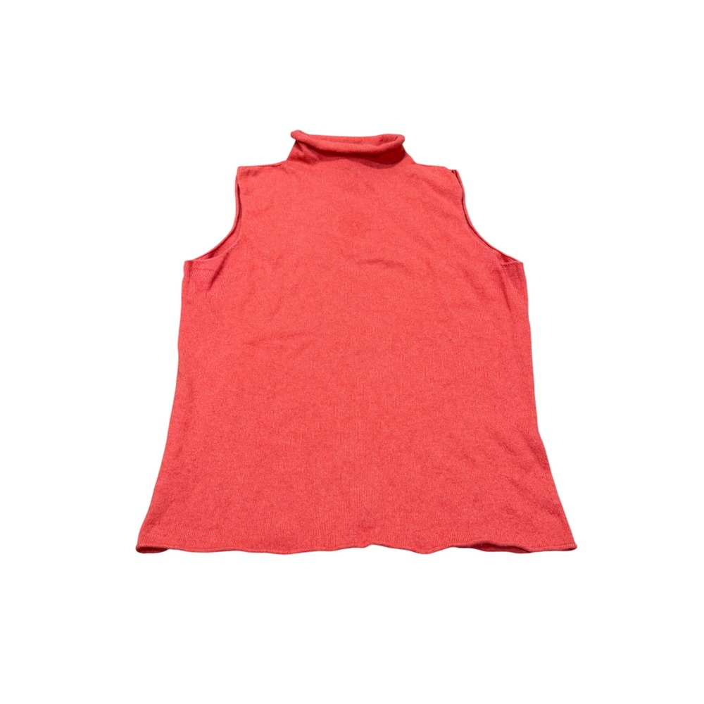 Margaret O'Leary Cashmere Mockneck Sweater Vest Coral Pink Medium M Quiet Luxury